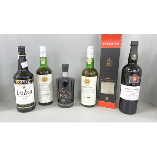 791 - Four bottles of Port including Taylor's bottled vintage 2015, two Vila Nova De Gaia and a bottle of ... 