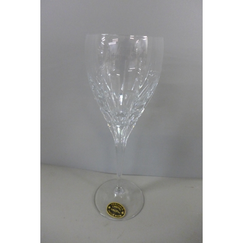 794 - A heavy crystal glass champagne chiller and two boxed sets of six crystal champagne glasses, 24% Pb0... 