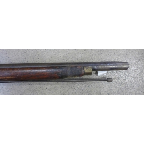 798 - A 19th century percussion rifle with 1897 date carved in stock