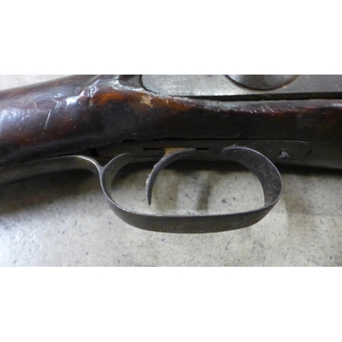 798 - A 19th century percussion rifle with 1897 date carved in stock