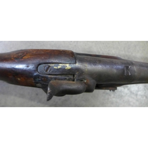 798 - A 19th century percussion rifle with 1897 date carved in stock