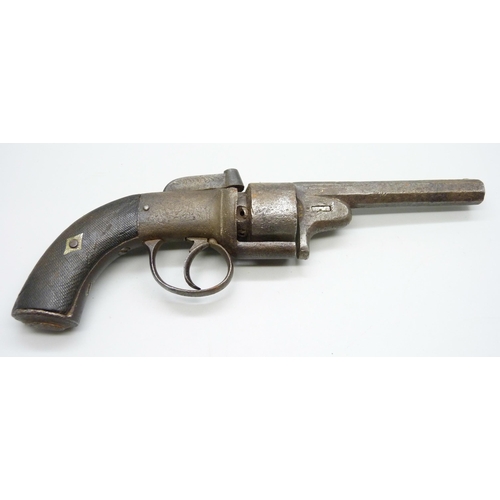 816 - A British 19th Century transitional percussion pistol, 24.5cm