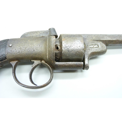 816 - A British 19th Century transitional percussion pistol, 24.5cm