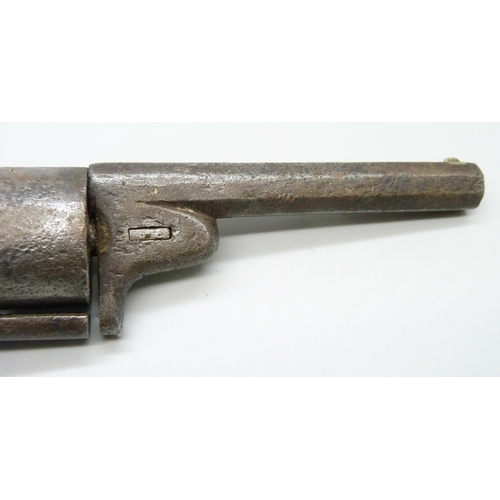 816 - A British 19th Century transitional percussion pistol, 24.5cm