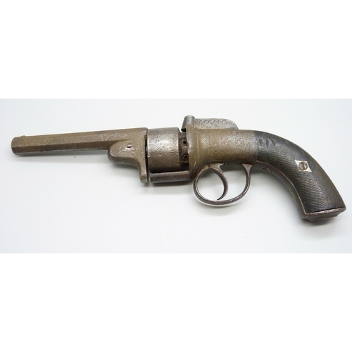 816 - A British 19th Century transitional percussion pistol, 24.5cm