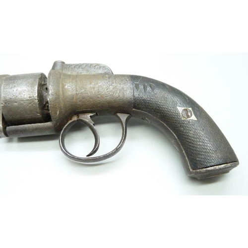 816 - A British 19th Century transitional percussion pistol, 24.5cm