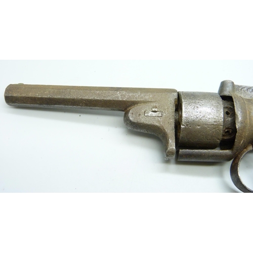 816 - A British 19th Century transitional percussion pistol, 24.5cm