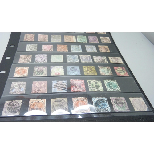 817 - A stocksheet of Queen Victoria Great Britain stamps, Penny Black onwards