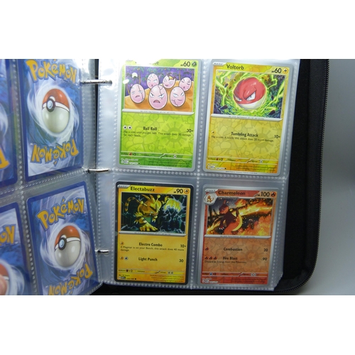 821 - Pokemon cards; Scarlet and Violet 151 English part set, fifty-six Holo and Reverse Holo including Bl... 