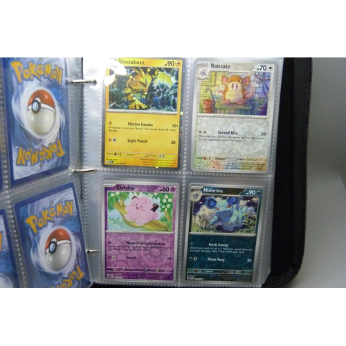 821 - Pokemon cards; Scarlet and Violet 151 English part set, fifty-six Holo and Reverse Holo including Bl... 