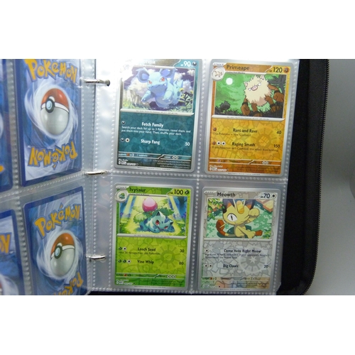 821 - Pokemon cards; Scarlet and Violet 151 English part set, fifty-six Holo and Reverse Holo including Bl... 