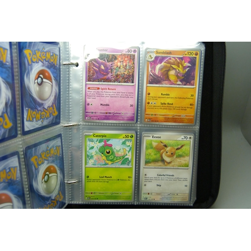 821 - Pokemon cards; Scarlet and Violet 151 English part set, fifty-six Holo and Reverse Holo including Bl... 