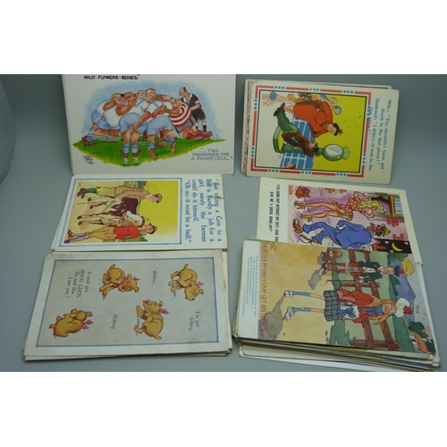 826 - A collection of sixty comic postcards, vintage to modern