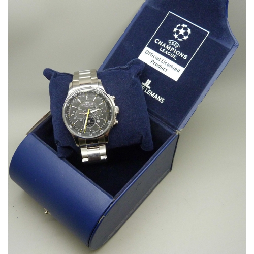 827 - A Jacques Lemans Champions League Chronograph stop watch, box a/f