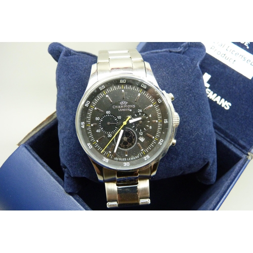 827 - A Jacques Lemans Champions League Chronograph stop watch, box a/f