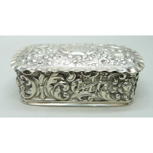 837 - An Edward VII silver box, Birmingham 1902, 45g