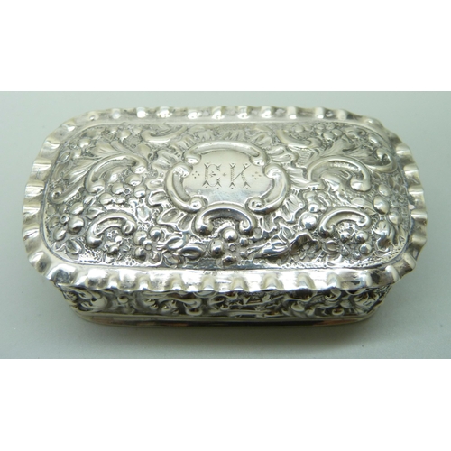 837 - An Edward VII silver box, Birmingham 1902, 45g