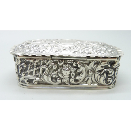 837 - An Edward VII silver box, Birmingham 1902, 45g