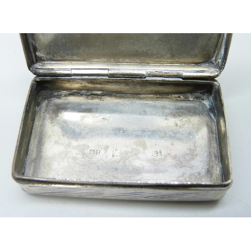 838 - A Russian silver tobacco box with village scene on the lid and base, 62g