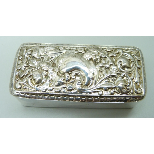 839 - An Edward VII silver tobacco box, Birmingham 1902, 53g