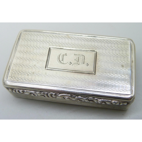 840 - A William IV silver tobacco box, Birmingham 1836, 70g