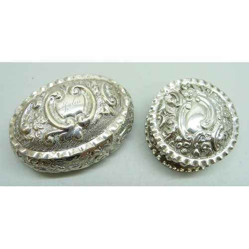 848 - Two late Victorian silver boxes, Birmingham 1897 and 1898