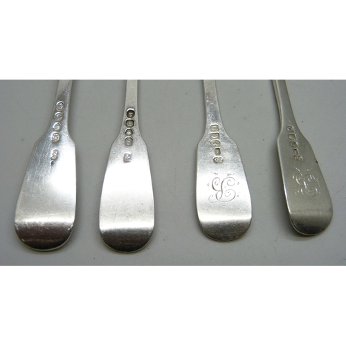 852 - Four 19th Century silver forks, including one by George Adams, 177g