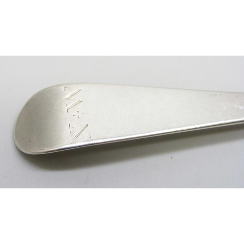 853 - A George III silver spoon, London 1781, maker T.W., 59g