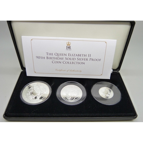 867A - The Queen Elizabeth II 90th Birthday Solid Silver Proof Coin Collection, limited edition, weights 28... 