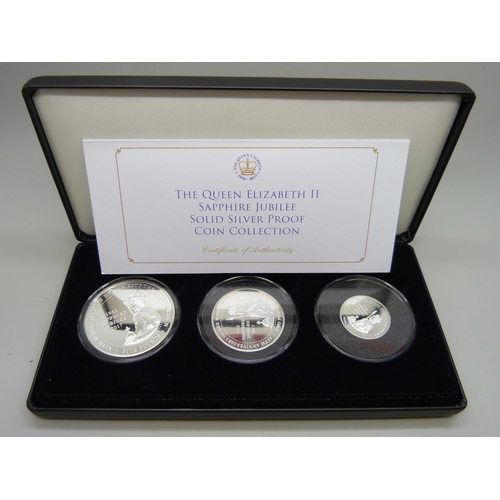 867B - The Queen Elizabeth II Sapphire Jubilee Solid Silver Proof Coin Collection, limited edition, weights... 