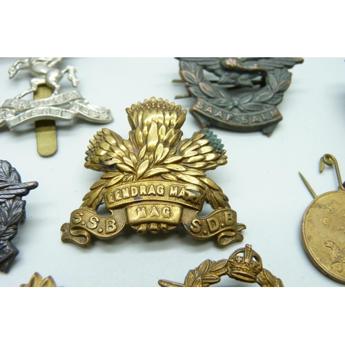 876 - Cap and other military badges, etc.