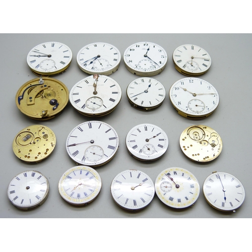 880 - A collection of pocket watch movements