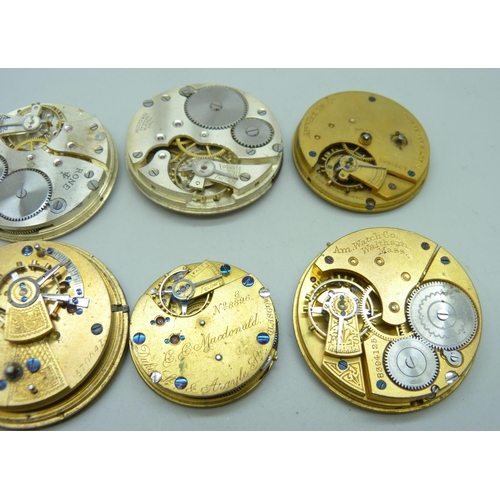 880 - A collection of pocket watch movements