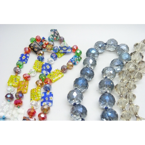 881 - A collection of glass bead necklets and bracelets