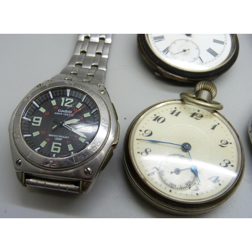 891 - A silver cased Benson pocket watch, one other pocket watch, a stop-watch, a Seiko wristwatch and two... 