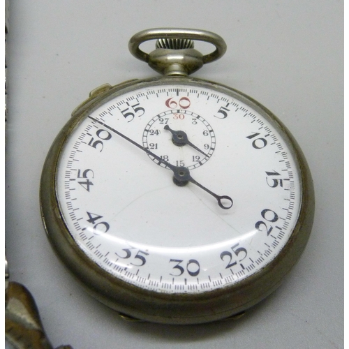 891 - A silver cased Benson pocket watch, one other pocket watch, a stop-watch, a Seiko wristwatch and two... 