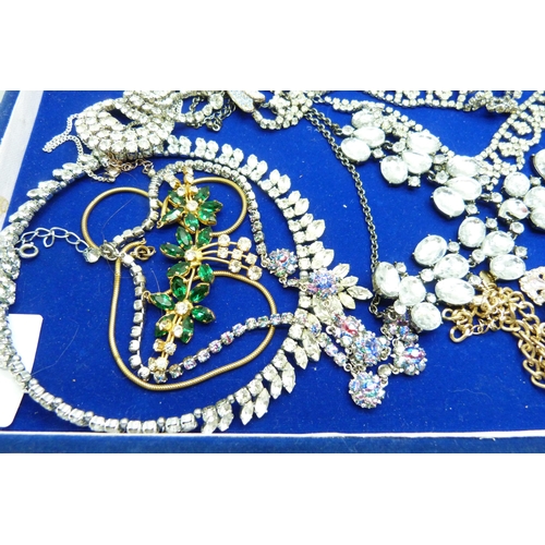 924 - A collection of vintage paste and pearl set jewellery