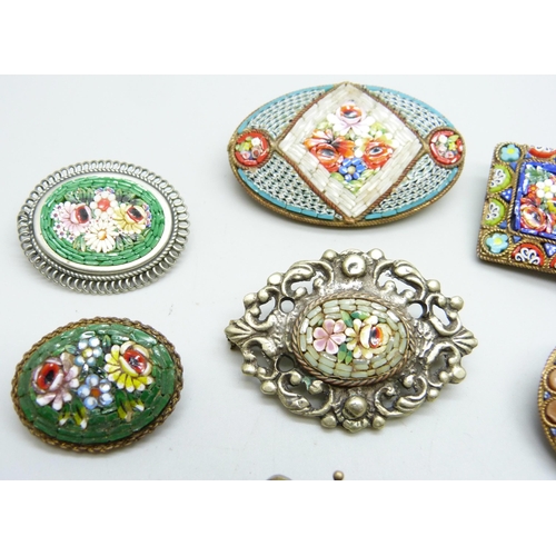 928 - Eight micro-mosaic brooches