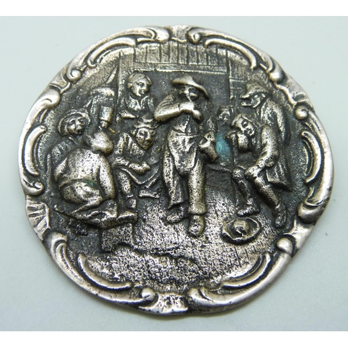 934 - A Dutch brooch, (tests as silver), 44.7g, 6cm