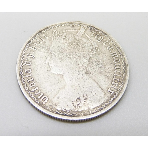 937 - A Victorian Gothic head one florin coin