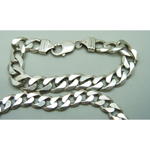 972 - A silver bracelet and necklace, 100g