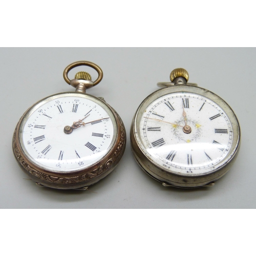 974 - Two lady's fob watches stamped .800