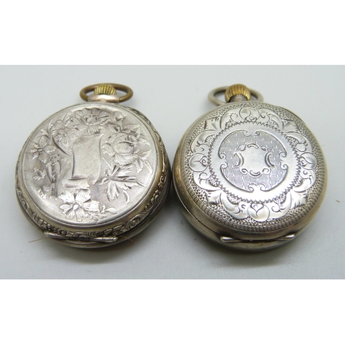 974 - Two lady's fob watches stamped .800