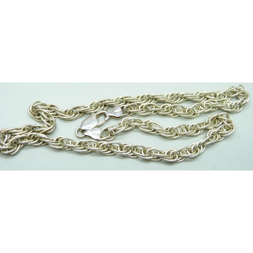 989 - A silver rope twist necklace, 33g, 45cm