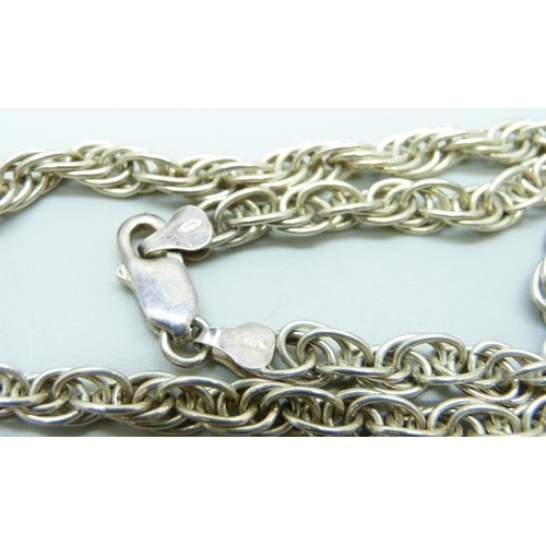 989 - A silver rope twist necklace, 33g, 45cm