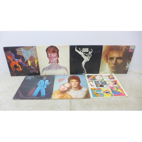 2103 - A collection of 7 David Bowie LP records including Pin Ups, David Live, Images 1966-1967, Space Oddi... 