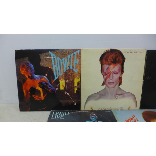 2103 - A collection of 7 David Bowie LP records including Pin Ups, David Live, Images 1966-1967, Space Oddi... 