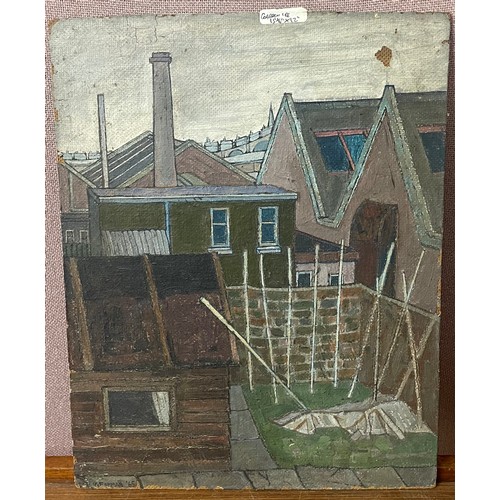 297 - K. Forman, Garden (Nottingham, probably Basford), oil on board, dated '65, unframed