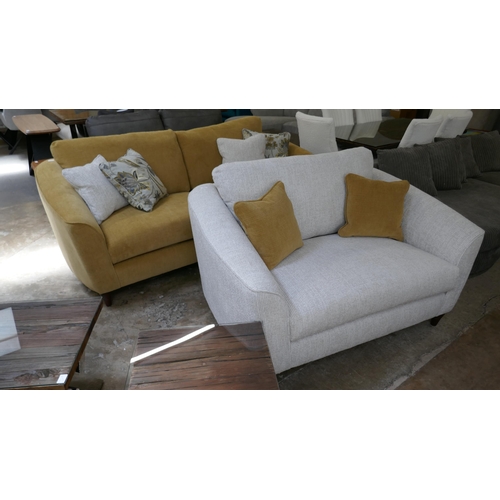 1301 - A Dijon chenille upholstered three seater sofa and contrasting oatmeal chenille two seater sofa