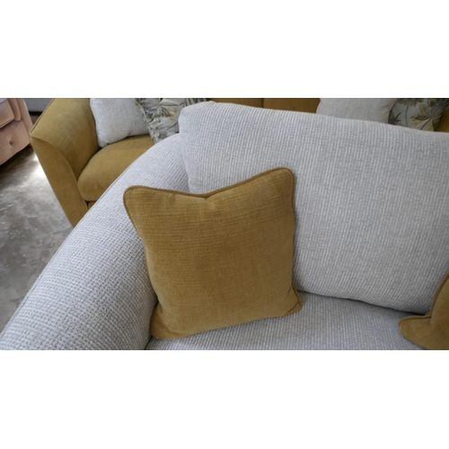 1301 - A Dijon chenille upholstered three seater sofa and contrasting oatmeal chenille two seater sofa